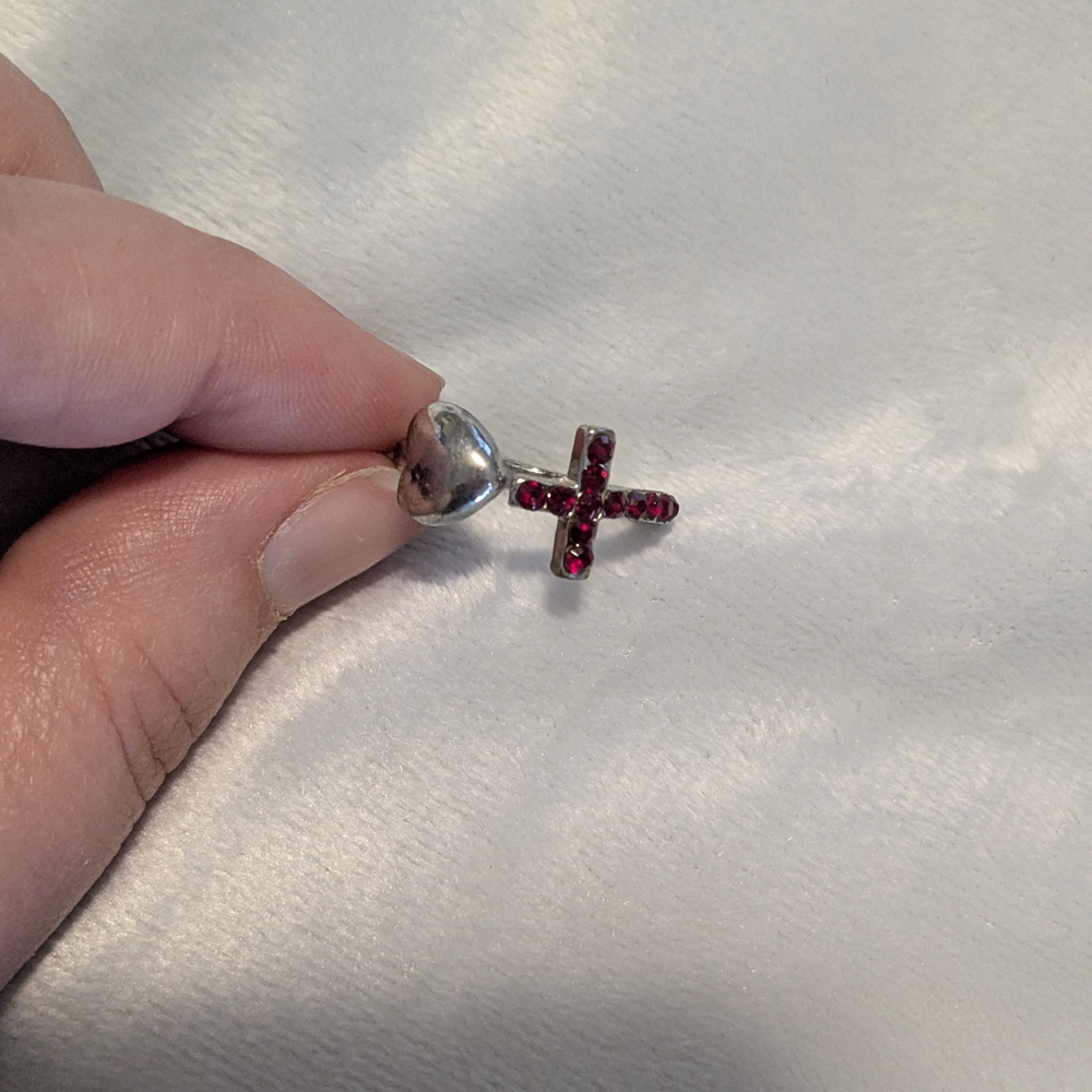 Silver and Red Contemporary Rings - Picture 2 of 3